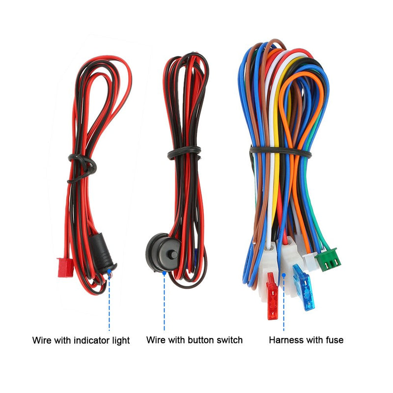 Shkalacar Car Keyless Entry System, Car Security System Burglar Alarm Protection, Anti-Theft System with 2 Black Button Remote Control + Siren+Main Control Unit+Shock Sensor+Wiring Harness