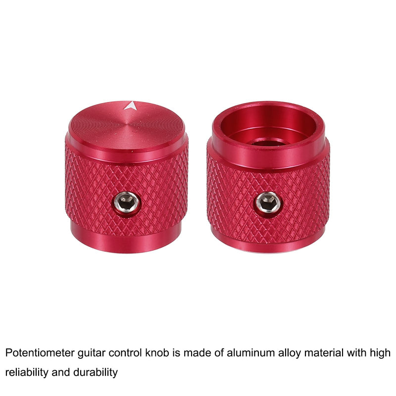 MECCANIXITY 6 Pcs Aluminium Potentiometer Knobs, 1/4" (6mm) Universal Volume Tone Control Knobs with Arrow Indicator for Guitar, 5/8" Red 17mmx16mm