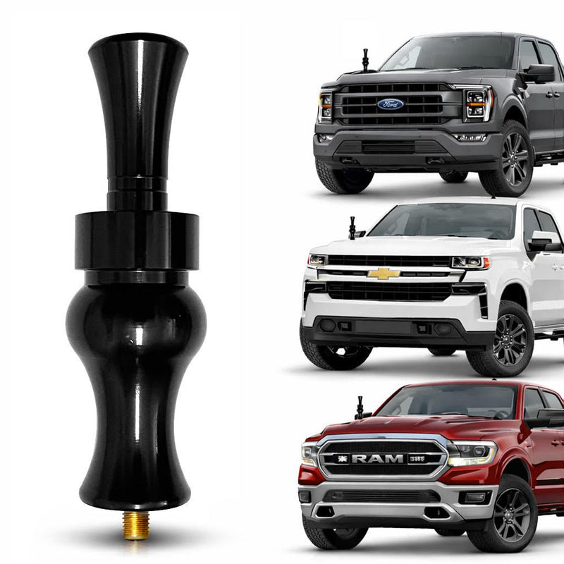 Duck Call Truck Antenna, Short 5.5 Inch Heavy Duty Anodized Aluminum Radio Antenna, Universal Kit Fits Most Trucks Including F150, F250, Maintains Reception, Unique Truck Accessories and Gifts (Black) Duck (Black)