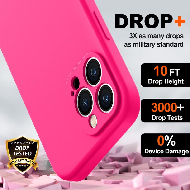 BossKiss Compatible with iPhone 14 Pro Max Case 6.7 inch, Premium Liquid Silicone Case [Velvety Touch] [2 Pcs 9H Tempered Glass Screen Protector], Camera All-Round Protection Case, Hot Pink iPhone 14 Pro Max 6.7inch