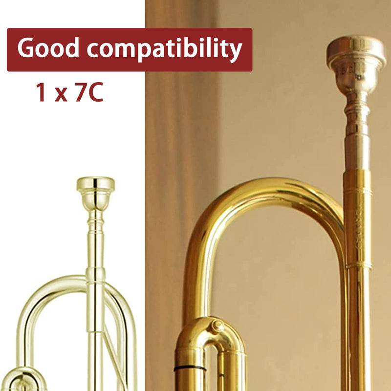 7C Trumpet Mouthpiece Brass Trumpet Mouthpiece Gold Plated Trumpet Mouthpiece Compatible with Beginners and Professionals Trumpet Accessories 7C
