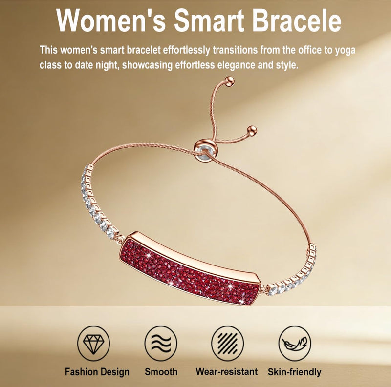 Women's Smart Bracelet Fitness Tracker - 5ATM Waterproof, 24/7 Heart Rate Blood Oxygen HRV Stress Tracker, 24H Sleep Monitor, Multi-Sport Modes, Free App for iOS & Android,The Best Gift (2 Bands)