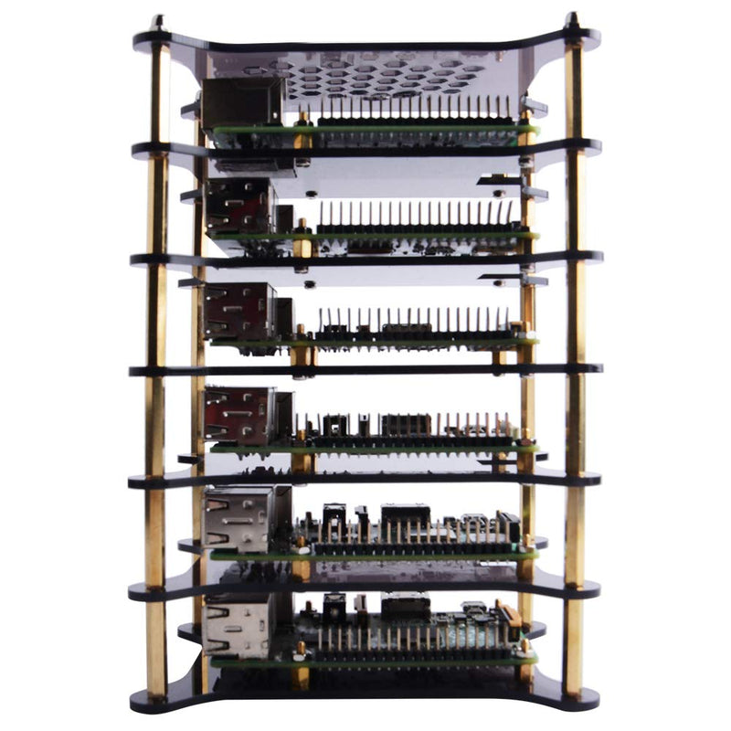 GeeekPi 6-Layers Cluster Case Rack Case with Heatsinks Stackable Enclosure for Raspberry Pi 4/3/2 Model B,Raspberry Pi 3 Model B+ (Brown) Brown