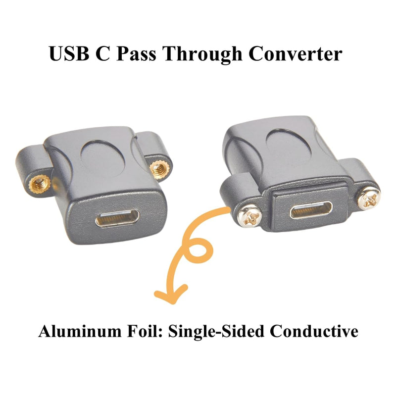 Screw Panel Mount USB 3.1 Type C Coupler Converter 10Gbps USB C Female to Female Gender Changer 100W Pass Through Bulkhead Extender Socket Connector for Data Transfer Charging (5PCS) 5PCS