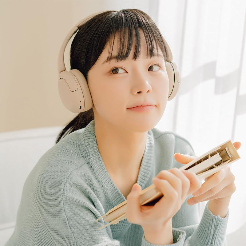 Sony WH-CH520 Best Wireless Bluetooth On-Ear Headphones with Microphone for Calls and Voice Control, Up to 50 Hours Battery Life with Quick Charge Function, Includes USB-C Charging Cable - Beige