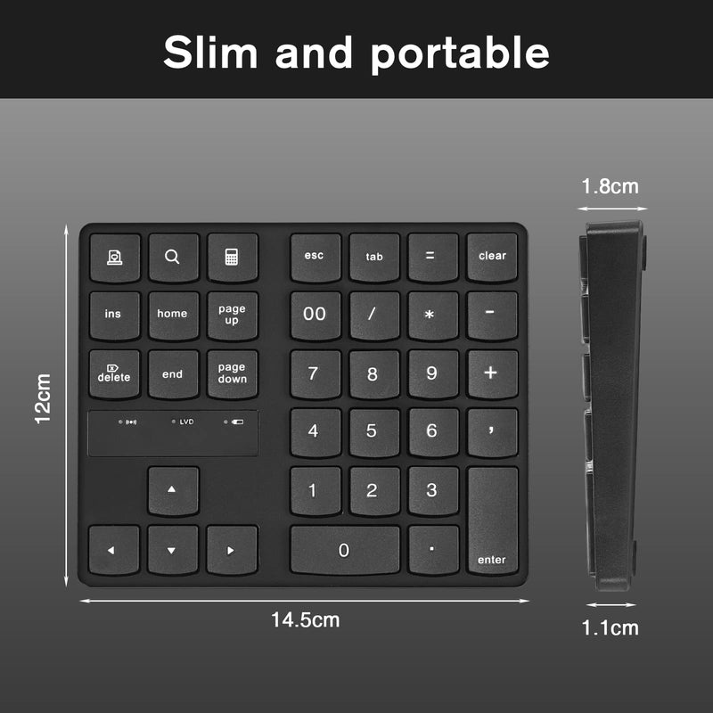 Wireless Number Pad, RaceGT Numeric Keypad Ultra-Silent Rechargeable 2.4G 35 Keys for Laptop,Desktop,PC, Notebook