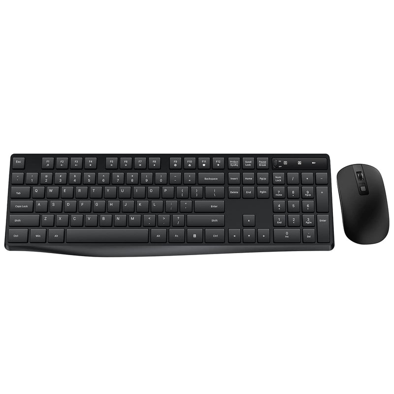 Wireless Keyboard and Mouse Combo, Lovaky 2.4G Full-Sized Ergonomic Keyboard Mouse, 3 DPI Adjustable Cordless USB Keyboard and Mouse, Quite Click for Computer/Laptop/Windows/Mac 1 Pack Black