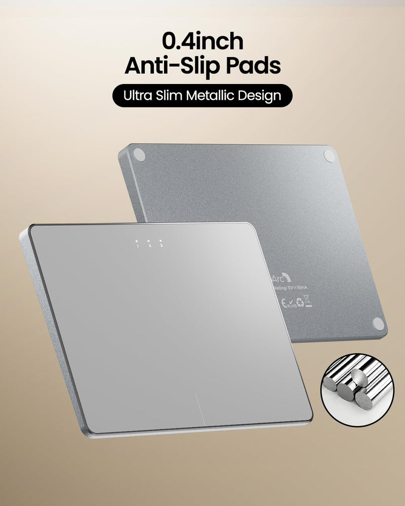 ProtoArc T1 Plus Bluetooth Trackpad for Win 11/10, White Silver | Large 6.4" touch surface, supports 3-device switching via Bluetooth. No USB receiver needed. Rechargeable and Multi-Gesture. White and Silver