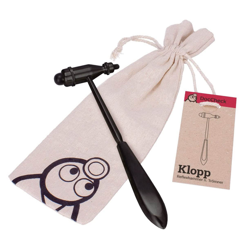 DocCheck Trömner Reflex Hammer "Klopp" - Metal Handle, Neurological Grip Tip for Stretching and Skin Reflexes, Heavy Hammer Head, Easy Disinfection, Available in Various Colours (Black) black