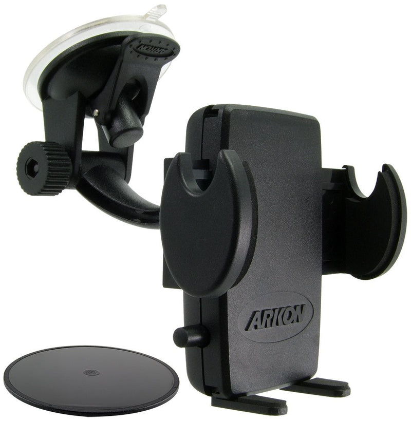 ARKON Windshield and Dash Car Phone Holder Mount & Replacement Upgrade or Additional Windshield Suction Mounting Pedestal with Flexible Gooseneck Dual T Pattern Compatible