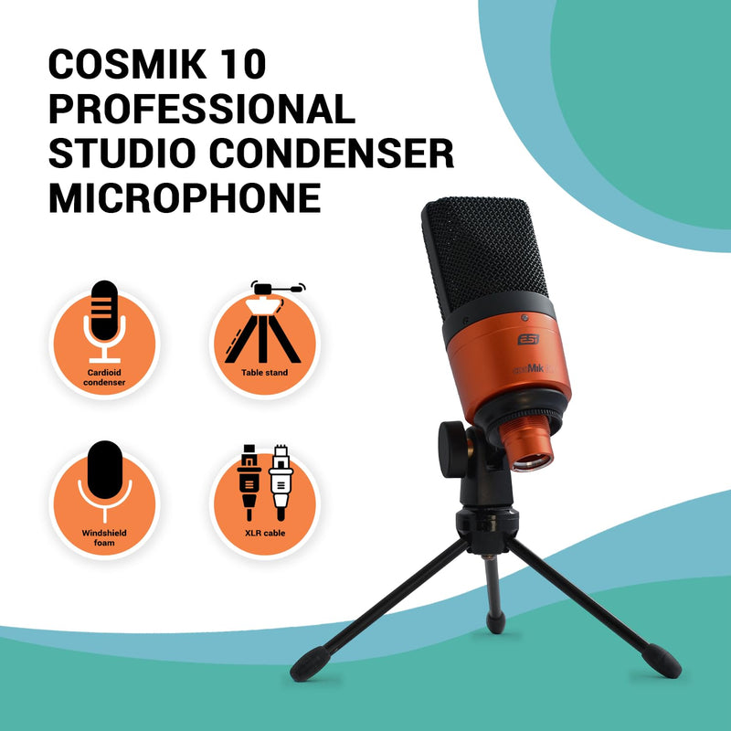[AUSTRALIA] - ESI cosMik 10 Studio Condenser Mic: Cardioid, Low Noise, Ideal for Vocals, Instruments, Streaming, with Stand & Cable cosMik 10 XLR Microphone 