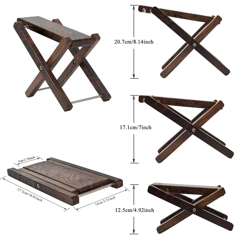 Wood Guitar Footstool, 3-Position Height Adjustable Guitar Foot Rest/Solid Wood Folding Footstool,Pedal Black Walnut (Guitar Pedal Black Walnut) Guitar Pedal Black Walnut