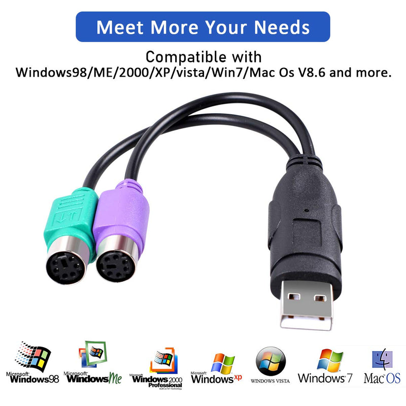 [AUSTRALIA] - UCEC PS/2 to USB Adapter Converter for PS2 Keyboard Mouse Black PS/2 to USB 