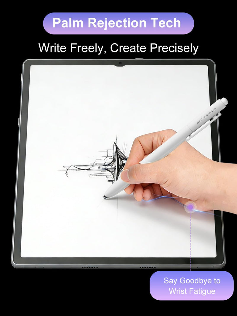 EMR Stylus Pencil for Remarkable 2/1, 4096 Pressure Sensitivity, Palm Rejection, Tilt Function, No Charging, Digital Pen for Kindle Scribe/BOOX Onyx/Samsung/Wacom EMR Devices, White with 2 Tips