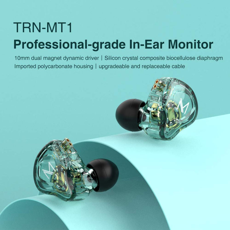 TRN MT1 in-Ear Earphone HiFi in-Ear Earphone Earbud with New 10mm Composite Magnetic Dynamic Driver in Ear Monitor Earbuds with Detachable C Pin 0.75MM Cable9(No Mic,Black) … No Mic Black