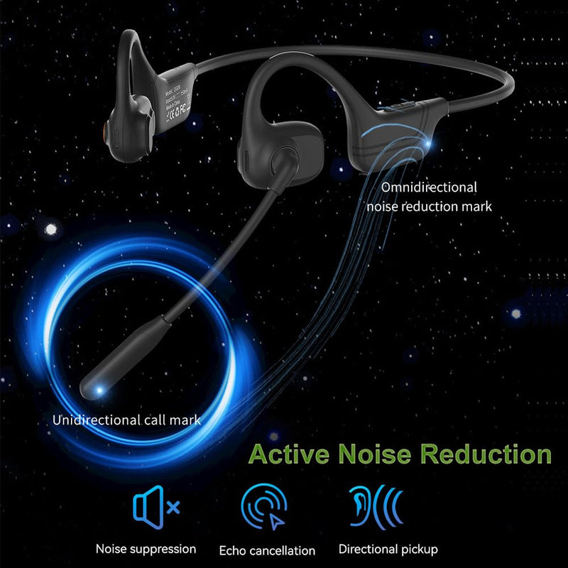 AYI Open Ear Air Conduction Bluetooth Headphone Dual Mic Rotatable Boom Mic Active Noise Cancellation IPX5 Waterproof Bluetooth 5.4 Pain-Free Design for Sports Work Outdoor Activities-DG White DG09 White