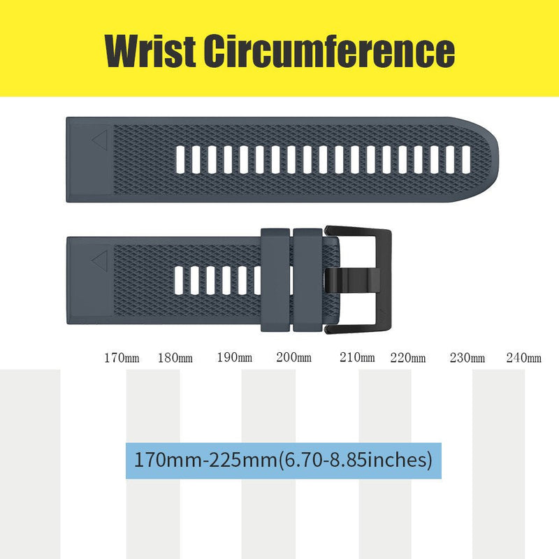ANCOOL for Fenix 5/Fenix 6/Fenix 7 Band 22mm Silicone Watch Band for Fenix 8 47mm/Fenix 7 Pro/6 Pro/5 plus/Forerunner 935/945/955/965/Approach S62/S60/Epix Gen 2 47mm(7pcs Set) 7 Pack White+Black+Slate+Red+Orange+Green+Royal Blue