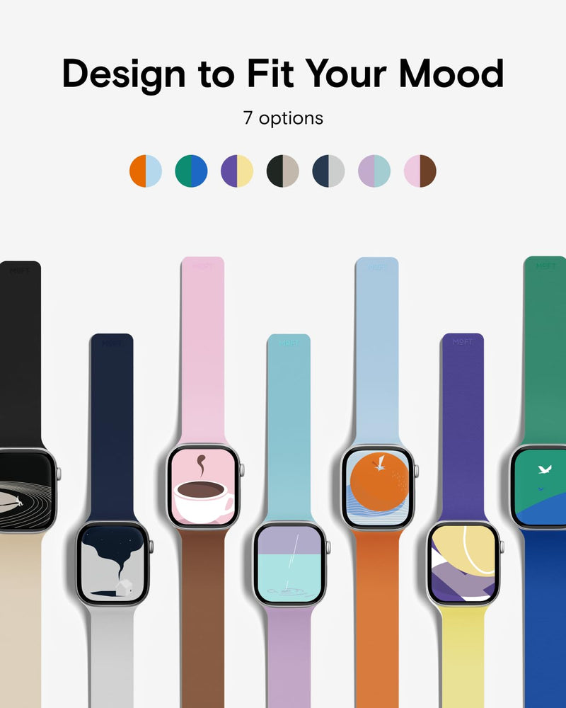 MOFT Snap Duo Watch Bands Compatible with Apple Watch, Quick Magnetic Wear, Duo-Color Design & Soft Silicone, iWatch Bands for Ultra 3/2/1, Series 11/10/9/8/7/SE/6/5/4/3/2/1, 38/40/41/42/44/45/46/49mm Vast Black x Stardust