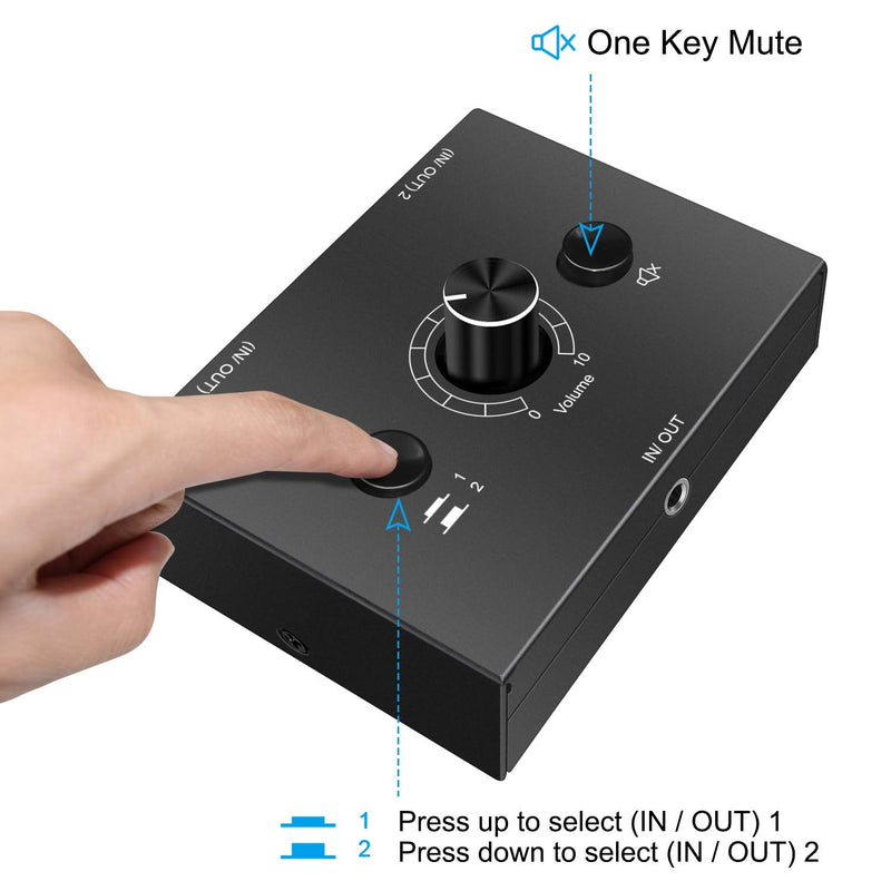 [AUSTRALIA] - Audio selector 3.5mm Audio Switch Audio Switcher, Passive Speaker Headphone Manual Selector Splitter Box Audio Sharing (2-IN-1-OUT/1-IN-2-OUT) 