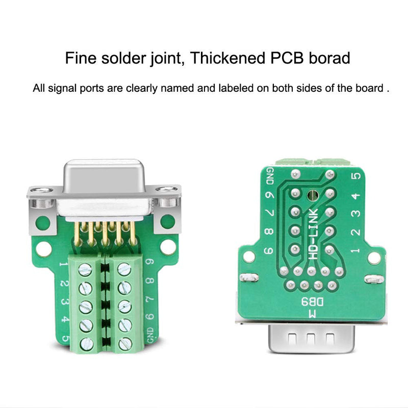 COMOPEZ 2Pcs DB9 Breakout Connector Solderless RS232 D-SUB Serial to 9-pin Port Terminal Female Adapter Connector Breakout Board Module with Case