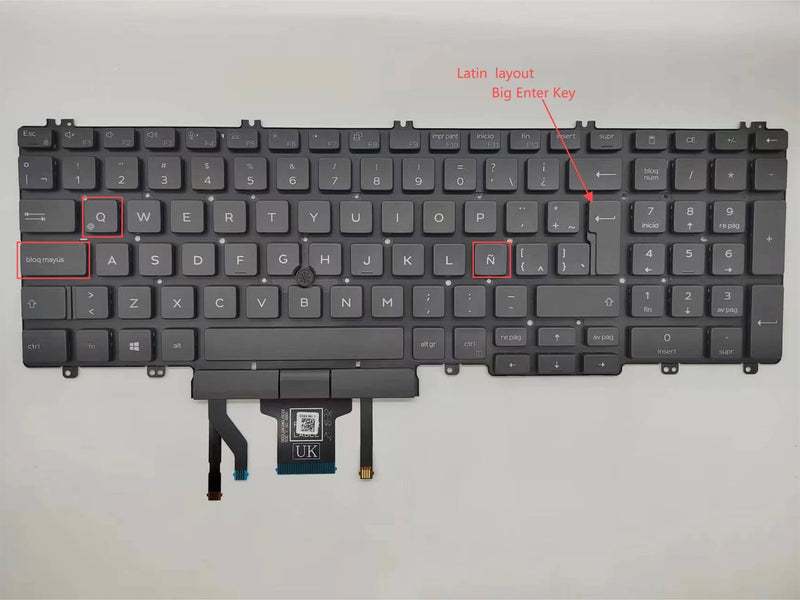 Laptop Replacement Latin Spanish Layout Keyboard for Dell Latitude 5500 5501 5510 5511 2019,Precision 3540 3541 3550 3551 Black/with Pointer/with Backlit