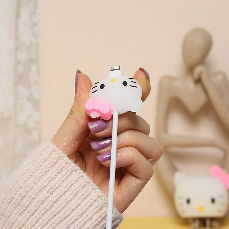 3D Cute Cartoon Series Fast Charger Protector for iPhone 18W 20W iPhone 14 13 12 11 Pro Max Fast Charging Cable Charger Head Cover Cable Accessory Data Cable Protective Sleeve, No.01(4in1) Cartoon 01(4 in 1)
