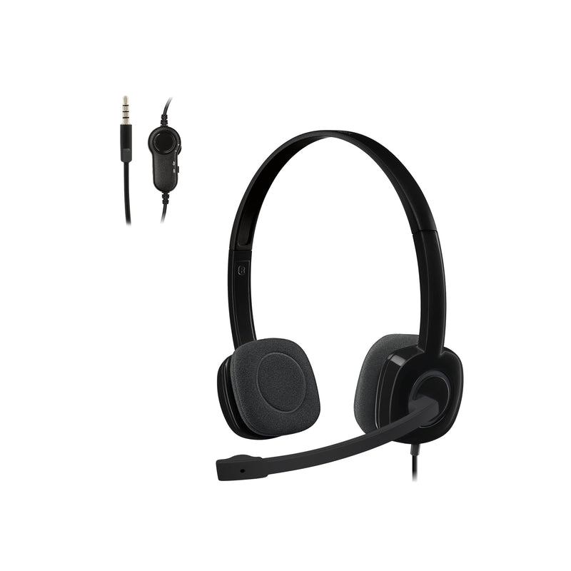 [AUSTRALIA] - Logitech H151 Wired Headset, Analog Stereo Headphones with Rotating Noise-Cancelling Microphone, 3.5 mm Audio Jack, in-Line Controls, PC/Mac/Laptop/Tablet/Smartphone - Black 7.9"x5.7"x2.4" 