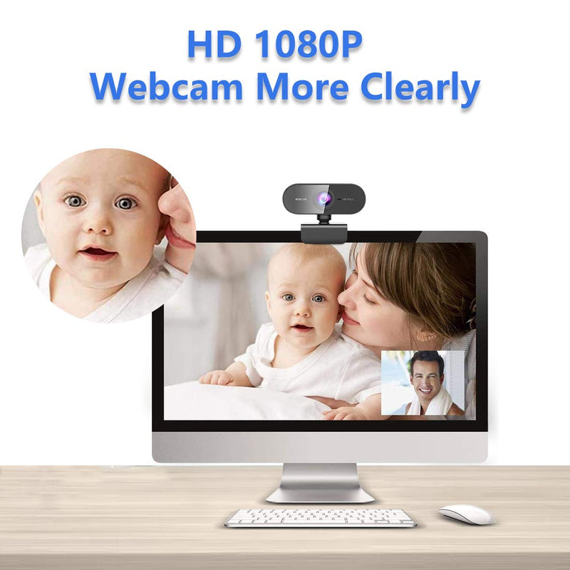 FWV Webcam with Microphone&1080P HD Web Cam,Stand for PC/MAC/Laptop/Desktop, Wide Angle Web Cameras for YouTube,Skype,Zoom,Xbox One,Video Calling,Studying and PS4 Black