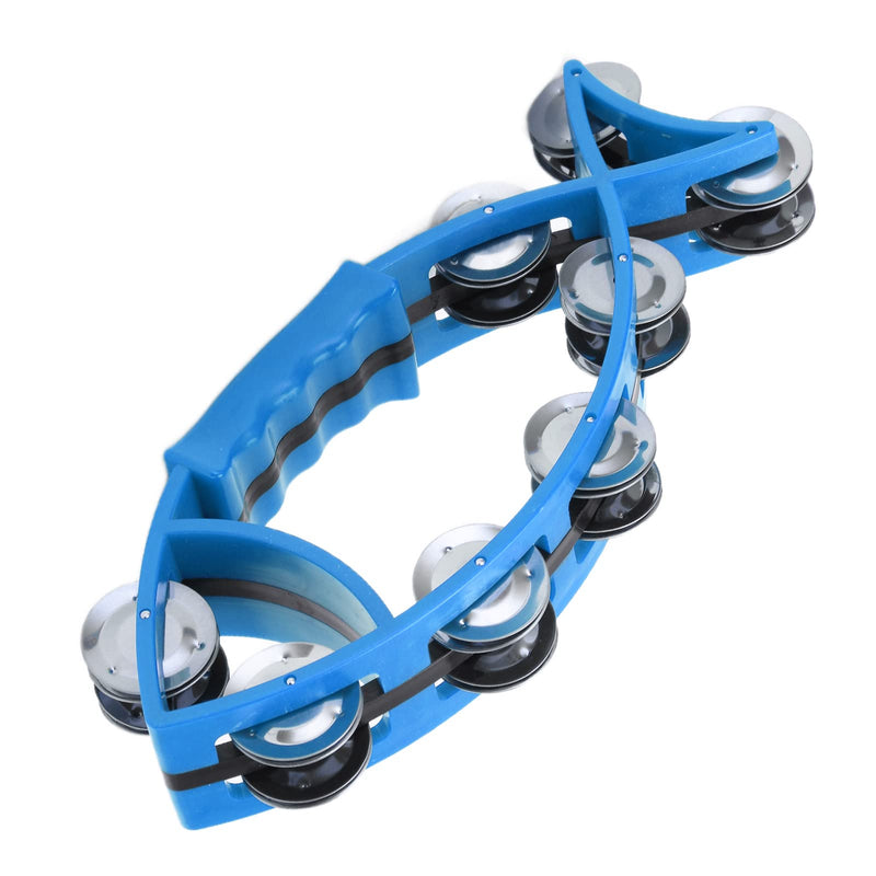 Hand Tambourine Bell Fish Shaped Double Row Tambourines Hand Drum Bell Musical Rhythm Instrument without Burrs(blue) blue