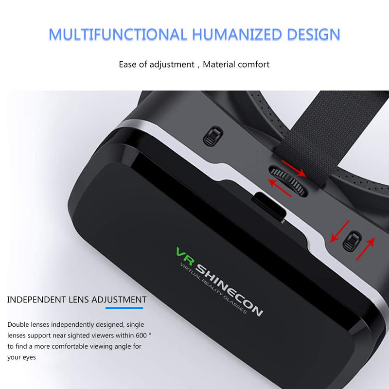 VR Headset with Remote Controller,3D Glasses Virtual Reality Headset for VR Games & 3D Movies, VR Headset for iPhone & Android Phone,VR Glasses Suitable for Kids and Adults VR headphone with handle