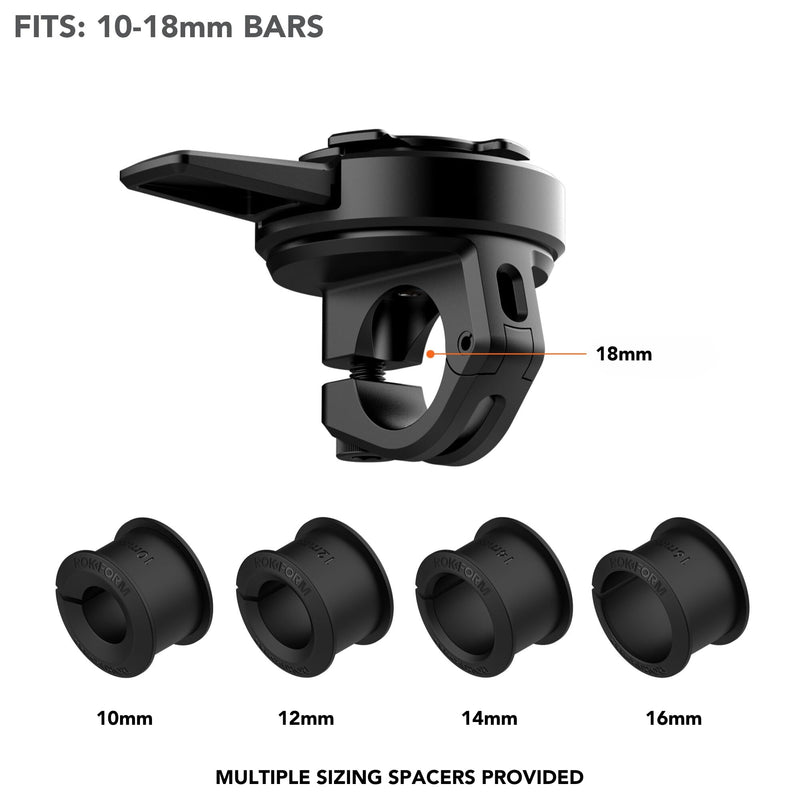 Rokform - Small Bar Mount, Scooter Mirror Mount, for 10mm - 16mm Handlebars, Designed Twist Lock iPhone, Galaxy, Pixel Cases or Universal Adapter (Black) Black