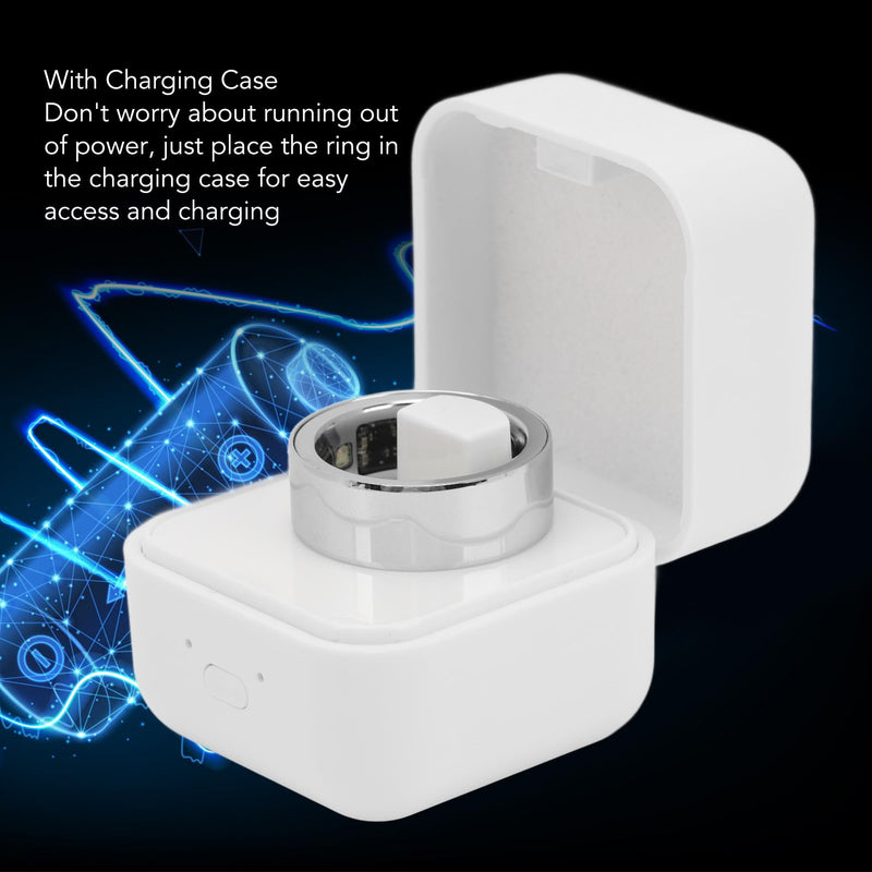 Smart Ring for iOS, Body Temperature Monitoring, Sleep Tracking, Step Counter, Phone Camera Control, IPX8 Waterproof, Charging Case, Stylish and Light (No. 20)
