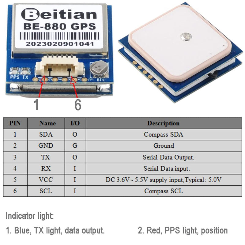 BE-880 GPS Receiver Module Compass 10th Chip 38400bps for Arduino FPV CC3D Flight Control, Replace BN-880 GPS BE-880