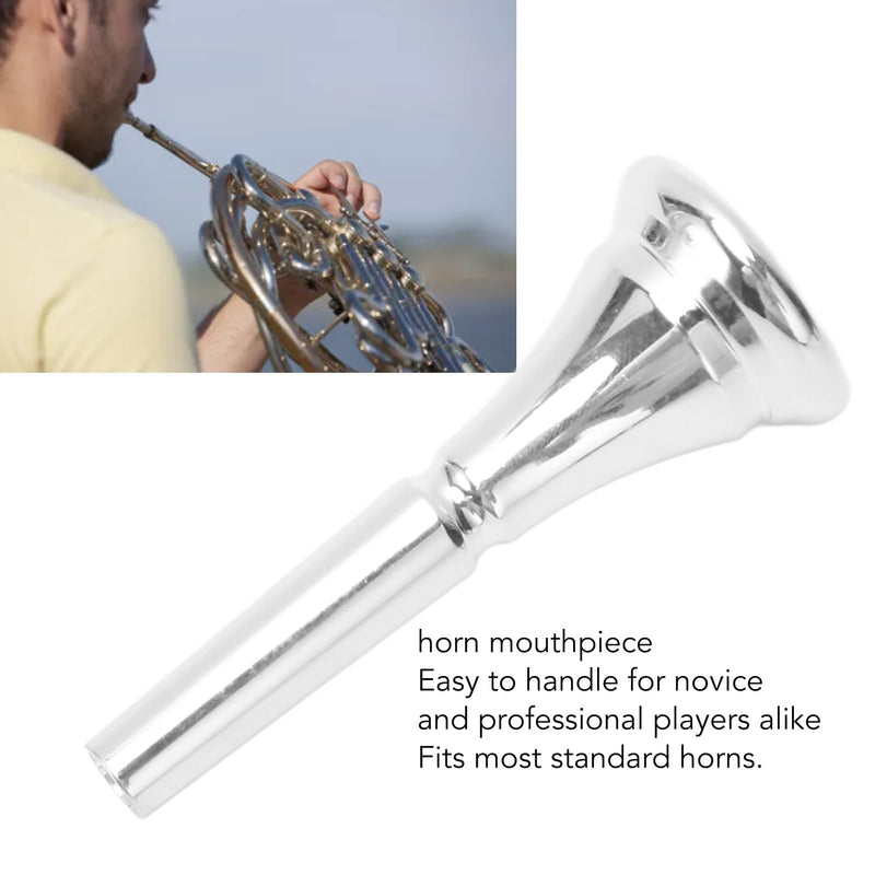 Silver Horn French Horn Mouthpiece Brass Standard Replacement for Novice and Professional Players Silver