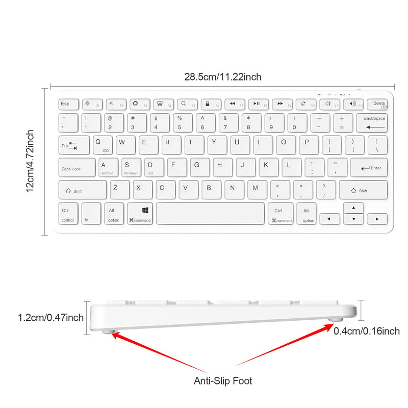 TaIYanG Bluetooth Keyboard for iPad Wireless Keyboard Compatible iPad 10th/iPad 10.2(9th/8th/7th Generation),iPad Air 5th/4th, iPad Pro 11/12.9, iPad 9.7, iPad Mini and All Bluetooth Devices (White) White