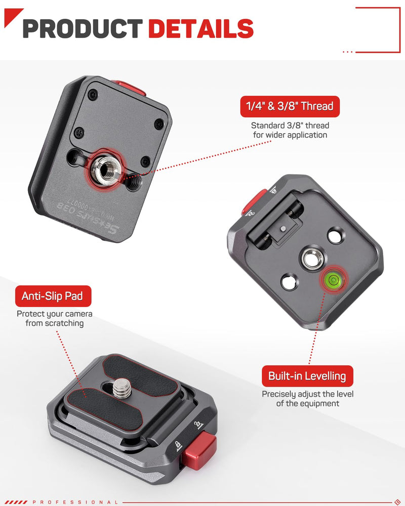 [AUSTRALIA] - IFOOTAGE Q38 Quick Release Plate, Camera Quick Release Tripod Mount Adapter with 1/4" Screw, QR Adapter for Sony Canon DSLR, Tripods, Monopods, Sliders, Stablizers, Monitors Q38-Standard 