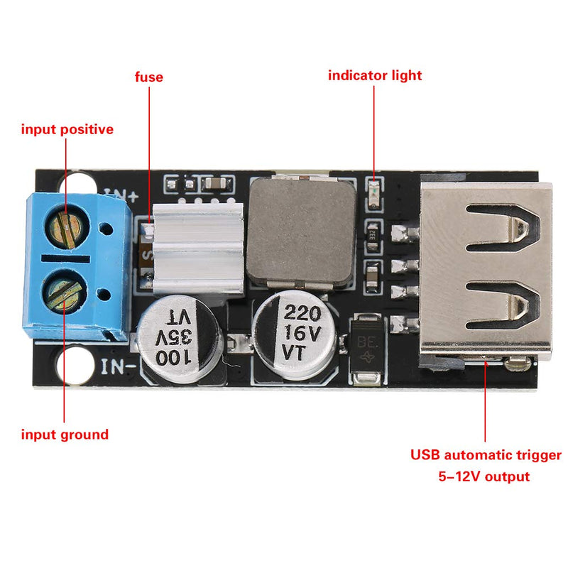 DC-DC Supply Voltage Converter 12V 24V 6V-32V to 5V QC3.0 USB Fast Charging