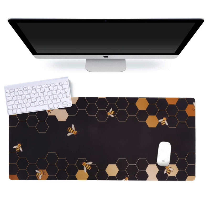 iCasso Extended Gaming Mouse Pad (35.4x15.7 in), Large Non-Slip Rubber Base Mousepad with Stitched Edges, Waterproof Keyboard Mouse Mat Desk Pad for Work, Game, Office, Home - Honeycomb