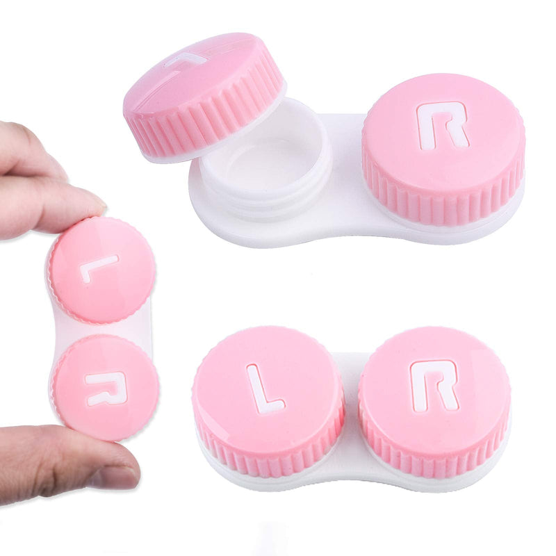 Contact Lens Case，Portable Travel Contact Lens Box with Mirror Tweezers Remover Tool Solution Bottle for Travel & Home D-Rose Gold