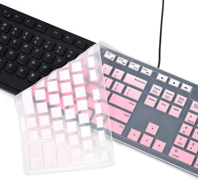 Keyboard Cover for Dell KM636 Wireless Keyboard & KB216 Wired Keyboard, Dell Optiplex 5250 3050 5460 7450 7050 & Inspiron AIO 3475/3670/3477 Desktop Keyboard, Dell KM636 Keyboard Cover - Gradual Pink