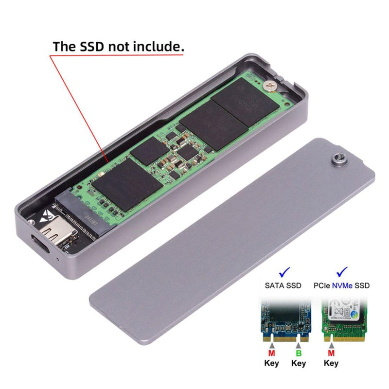 chenyang USB 3.2 to M.2 NVME/SATA SSD Enclosure Reader,USB 3.2 Gen 2x2 20Gbps 2230/2242/2280mm Enclosure Adapter with RTL9220 chipset