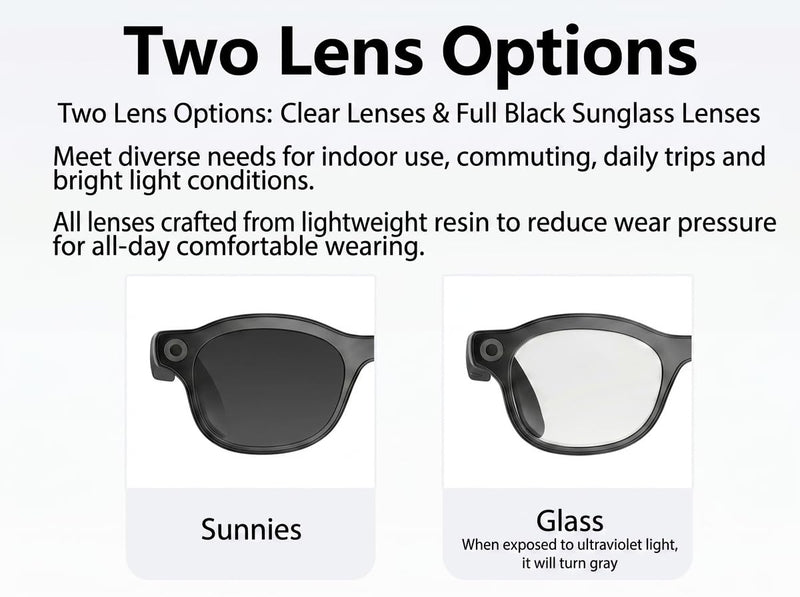 AI Smart Glasses with Camera,8MP Camera Glasses,1200P Video Record Glasses | Real Time Translation,AI Assistant,Object Recognition,Open-Ear Audio,Bluetooth,Replaceable Sunglasses Lenses for Men Women