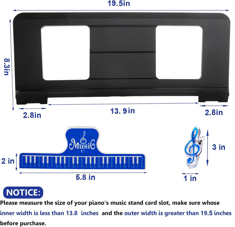 Music Stand for Sheet Music, Compatible with Yamaha Music Sheet Stand Fit for Multiple Keyboard Models, Stable And Durable, Keyboard Sheet Music Stand with 2 Music Book Clip
