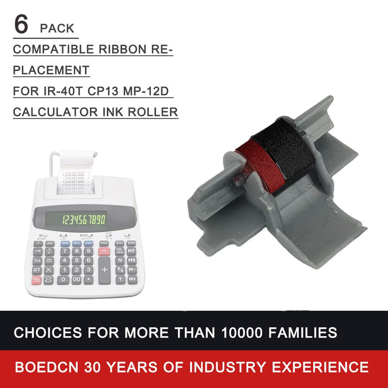 [AUSTRALIA] - 6 Pack Compatible Calculator Ribbon Replacement for Casio hr-100tm hr-170RC Ink IR-40T Calculator Ink Roller Compatible with Casio HR-100TM Canon P23-dhv CP13 Sharp EL-1801V, Individually Sealed, B/R 6 pack 