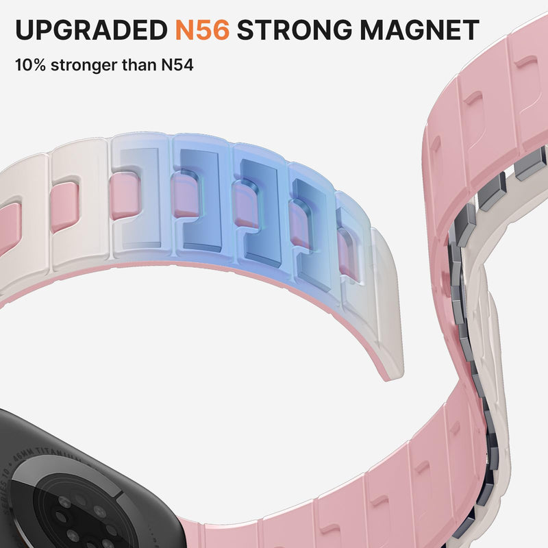 Bandletic Dual-Sided Reversible Magnetic Band Compatible with Apple Watch | Flip Either Way, One Band Gives Four Looks Instant, Stronger N56 Magnet Lies Flat Safe for Gym, Camping & Office, Men Women Starlight/Pink 49mm/46mm/45mm/44mm/42mm(series 3/2/1)