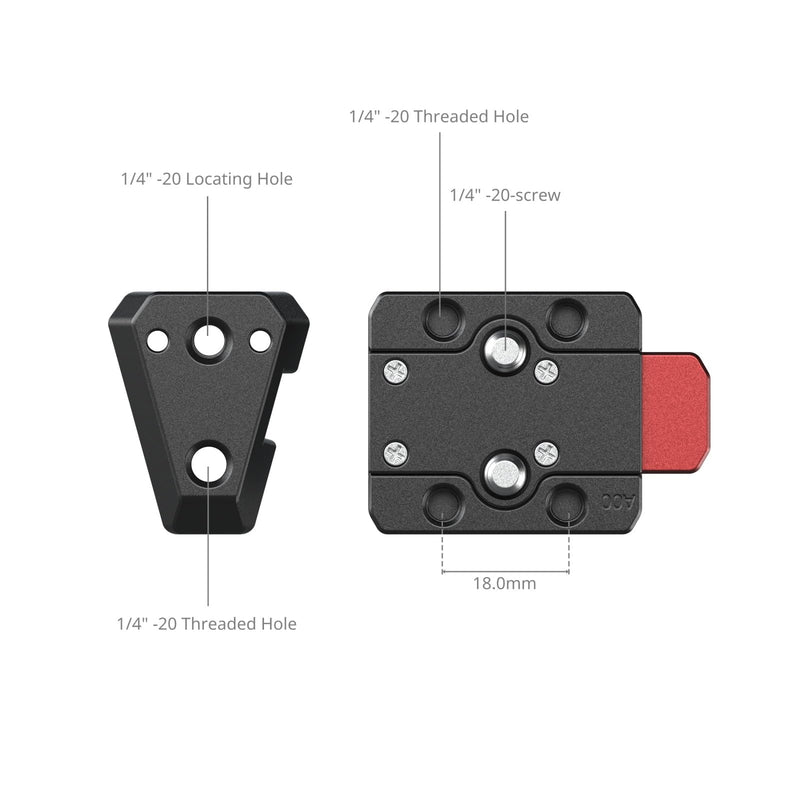[AUSTRALIA] - SMALLRIG V-Lock Mount Plate Kit, Mini V Mount Battery Plate with 1/4"-20 Threaded Holes, Quick Release and Lightweight for V-Mount Battery, Monitors, Magic Arms 1/4"-20 Hole 