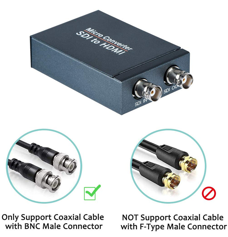 Anber-Tech SDI to HDMI Converter, SDI in HDMI Out with SDI Loopout, 1080P@60Hz Audio Embedder Support HDMI 1.3, 3G/HD-SDI Auto Format Detection Extender for Camera CCTV