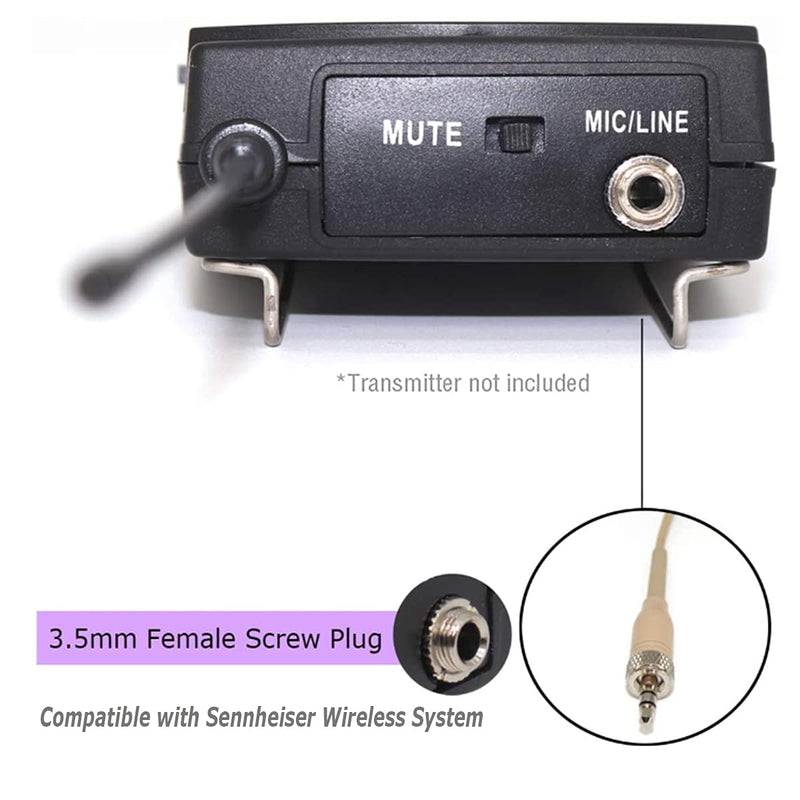 Headset Microphone Single Ear Earset Headworn Over Ear Hanging Condenser Omnidirectional Mic Compatible with Sennheiser Wireless System Bodypack Transmitter 1.2m Cable 3.5mm Female Screw Plug