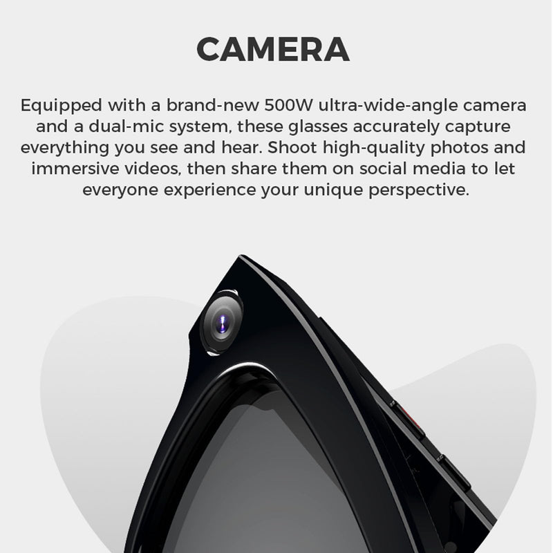 AI Smart Glasses, 5MP HD Camera Glasses, Real Time 26 Languages Translator, ChatGPT, Open Ear Audio, Stylish Frame for Women Men, Voice Assistant Sunglasses