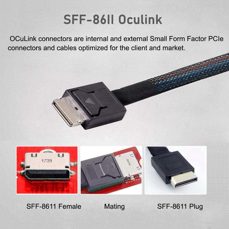 cablecc PCI-E 3.0 M.2 M-Key to Oculink SFF-8611 SFF-8612 Host Adapter for GPD Win Max2 External Graphics Card & SSD SFF-8612 4X to PCI-E 16X